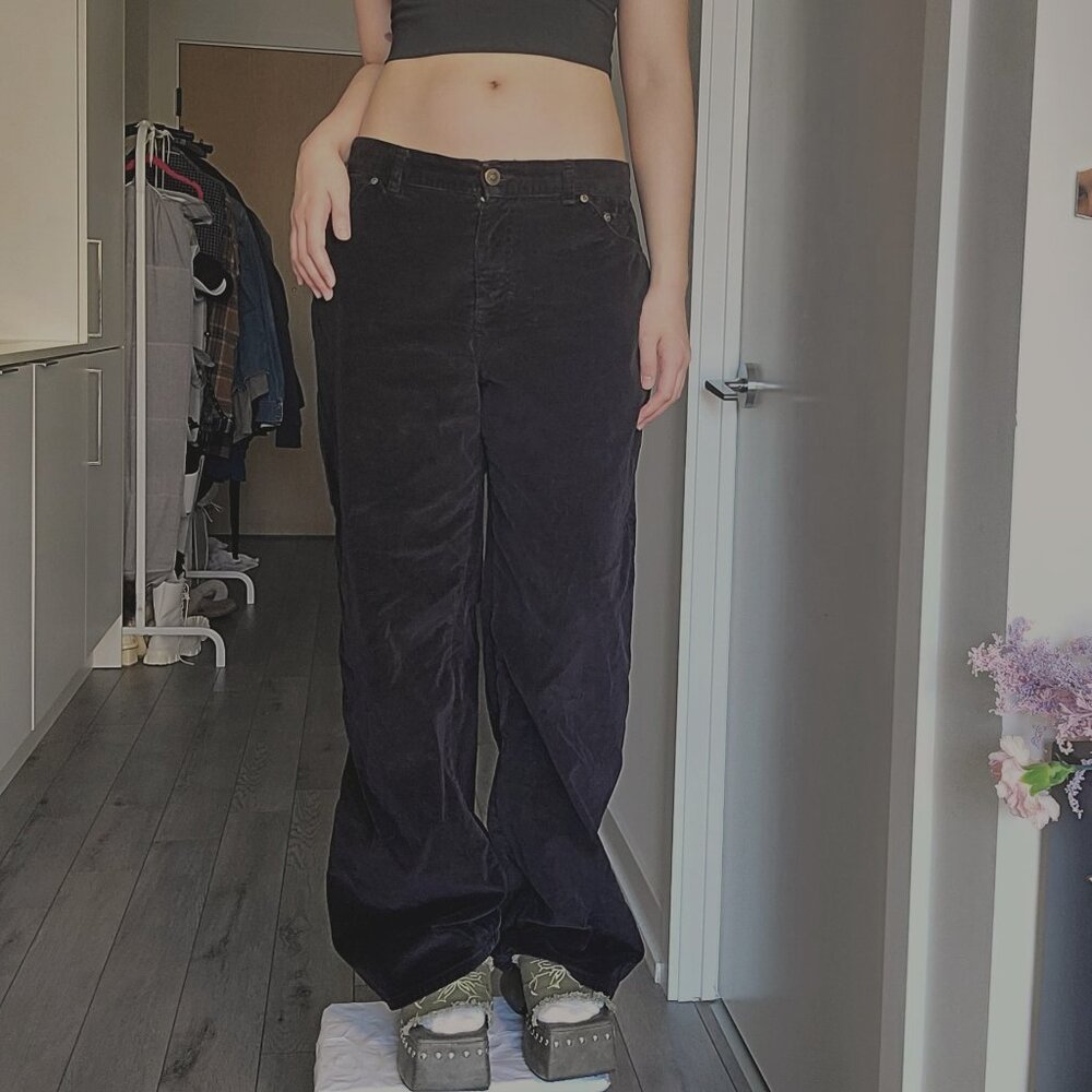 Style & Co Brown Velour Corduroy Bootcut Low Waist Wide Pants